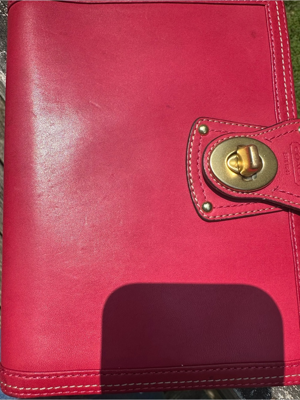 Coach Pink Leather Turnlock Planner - Picture 4 of 13